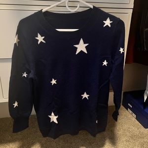 A cashmere, navy blue star sweater